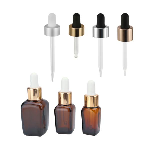 Golden Silver Plastic Essential Oil Dropper Tops K1007 15ml 30ml Recyclable
