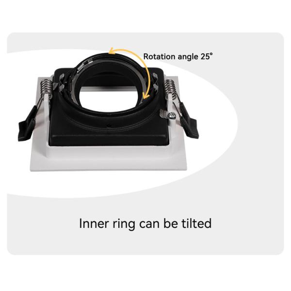 Anti-Glare GU10 MR16 Commercial Adjustable Recessed Spotlight Downlight Frame