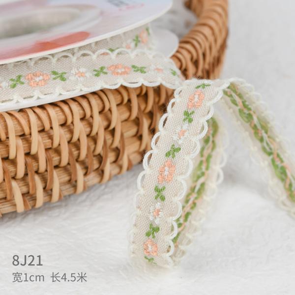15 мм * 50y Пасторальная цветовая хлопчатовая лента Пекарня Торт лента Бук DIY Материал Декорация лента Цветочный букет Упаковка