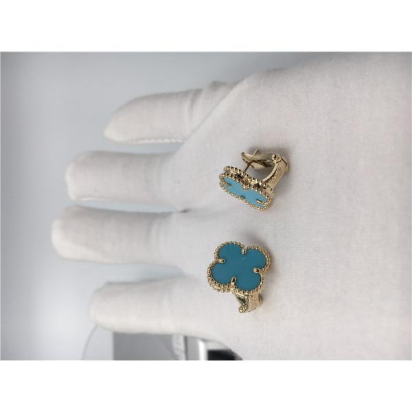Van Cleef Arpels Sweet Alhambra earstuds 18k yellow gold with turquoise