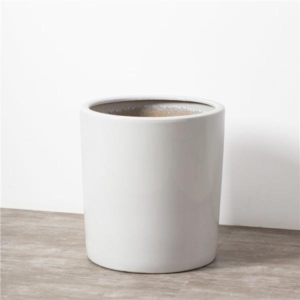 Modern home decoration indoor outdoor large size planter gardening white cylinder big ceramic plant flower pot for decor