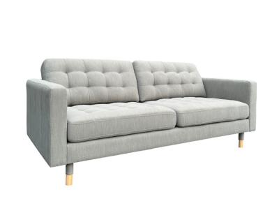 100% Polyester Three Seater Fabric Sofa Stitched Pulled In Grey Fabric Sofa 3 Seater