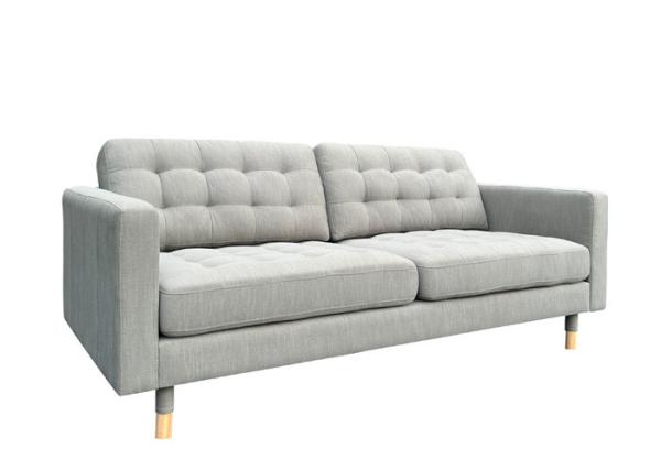 100% Polyester Three Seater Fabric Sofa Stitched Pulled In Grey Fabric Sofa 3 Seater