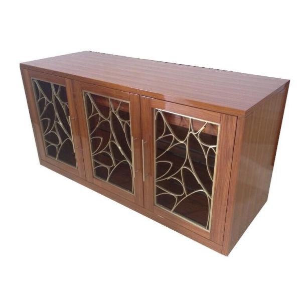 Classic 3 Door Hotel Bedroom Dresser / Console , Walnut Writing Table