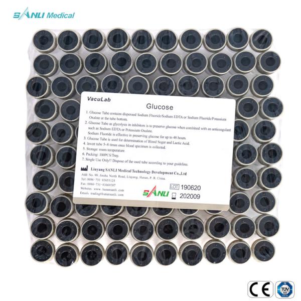 SANLI 3ml Glucose Test Tube Sodium Fluoride Blood Sugar Sample Collection Tube
