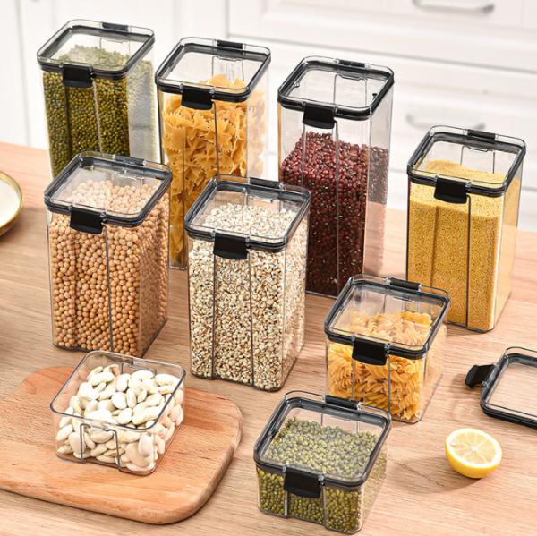Recipientes de armazenamento plásticos da despensa do ANIMAL DE ESTIMAÇÃO da cozinha para a organização 460ml 700ml do alimento