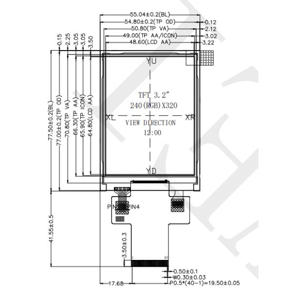 IPS TFT LCD дисплей небольшого размера 240x320 с резистивным сенсорным 3,2-дюймовым LCD дисплеем