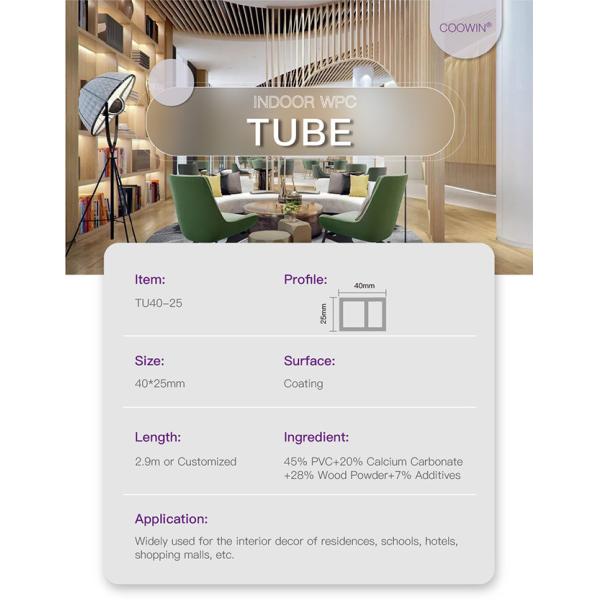 Instalación fácil 40x25m m del hueco WPC del CE del tubo compuesto al aire libre de la madera