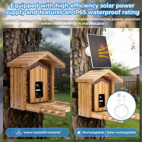 BAMBOO  WOODEN SMART BIRD FEEDER