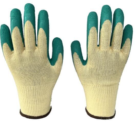 10G Yellow Latex Gloves Polycotton Knitted Latex Gloves For Work