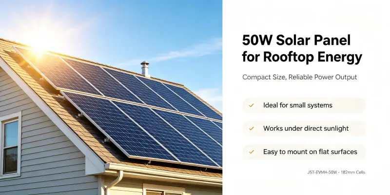 50W Monocrystalline Solar Panel 12V Battery Charger High‑Efficiency 182mm PV Module