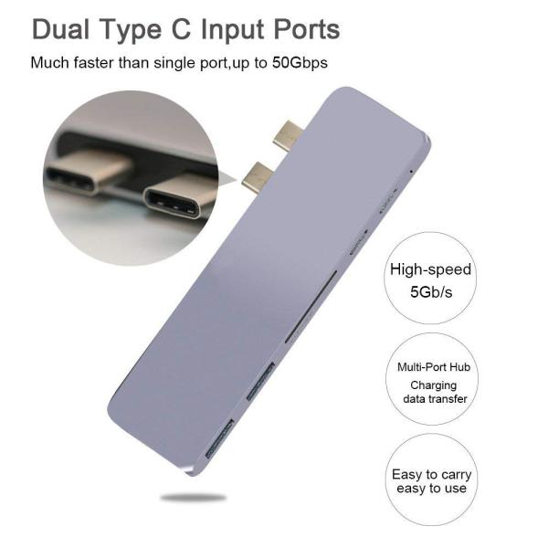 Newest Type-C USB C Hub Macbook Pro  Thunderbolt 3 Dock, HomeSpot Aluminum USB Hub for 2016/2017/2018 MacBook Pro
