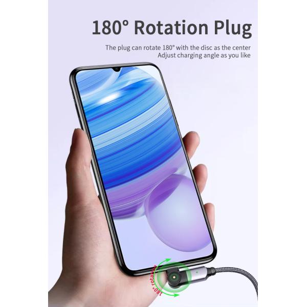 180 Rotate USB A To Micro B Cable Fast Charging LED Charger Data Cable