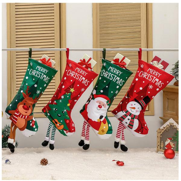 Open Closure Type Christmas Stocking Decoration Snowman Gift Bag for Fireplace Pendant