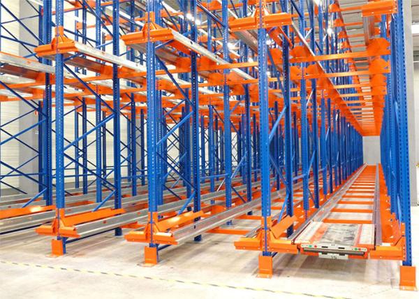 RAL Color Warehouse Metal Storage Racks , Radio Shuttle System Robot Welding