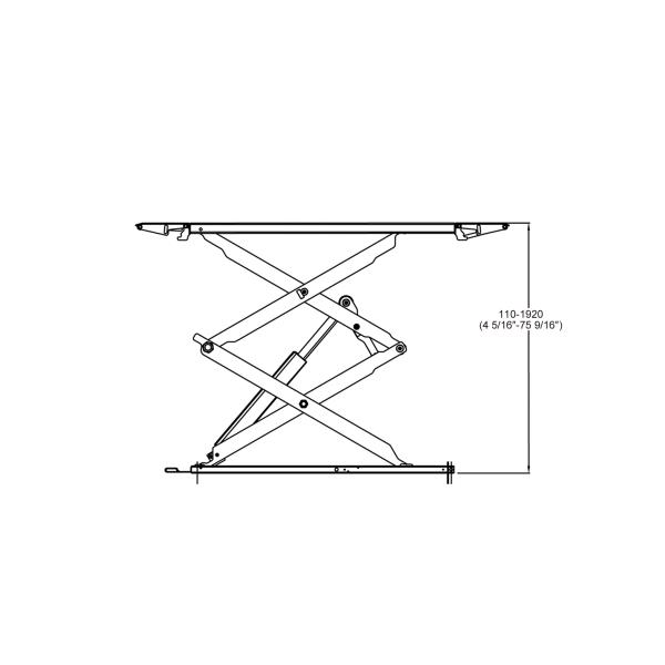 Полный подъем автомобильного ножничного подъема 1850 мм Высота подъема с пневматическим замком безопасности
