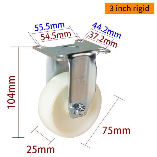 Ruedas blancas de 75 mm de carrito de carga ligera de 3 pulgadas ruedas de placa 363P-23