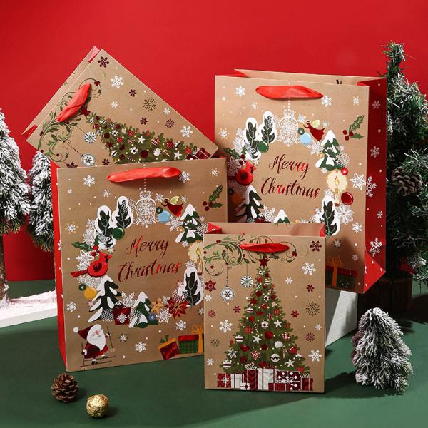presente amigável Tote Bags 30g/PCS do Natal de Eco do cartão 250g branco