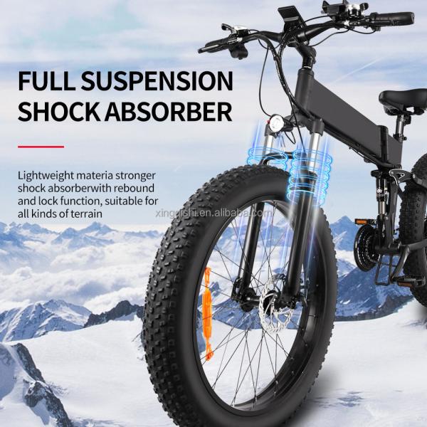 Folding 750Watt Fat Tire Electric Mountain Bike Snow Electric Bicycles