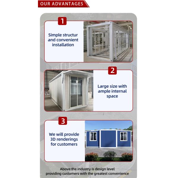 Легко складываемый префабрикованный контейнер расширяемый дом из легкой стали Префабрикованный дом 5 спален с ванной