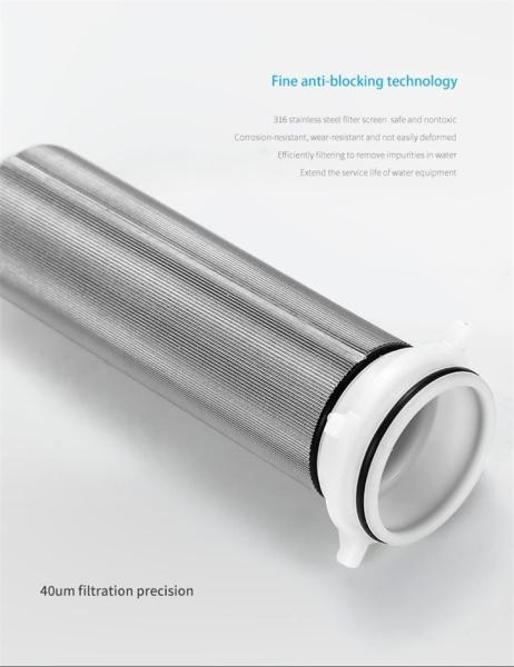 SS316L Household Water Purifier Washable Flushable Sediment Water Filter 40 Microns