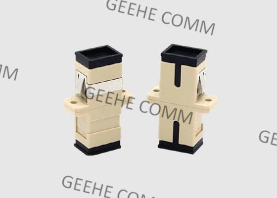 Single Mode Simplex Color Beige SC UPC Fiber Optic Cable Adapter With Flanges