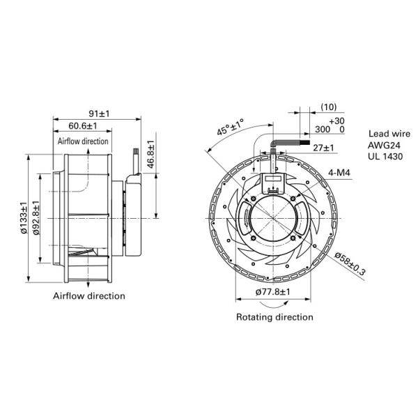 9TJ24P0H61 San Ace 4150RPM 24V DC Centrifugal Fan