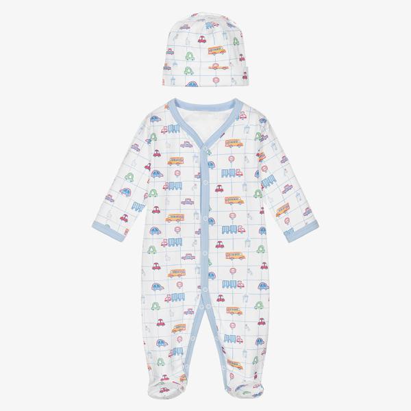 Autumn Newborn Baby Romper with Hat 2pcs Set Long Sleeved Printed Cotton Infant Girl Boy One-piece Jumpsuit