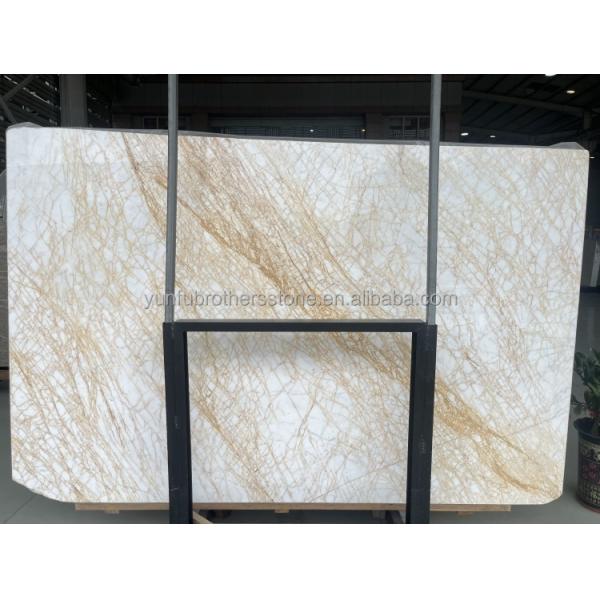 Polished Spider Golden Marble Slab Ideal for Modern Villa Wall Floor Graphic Design