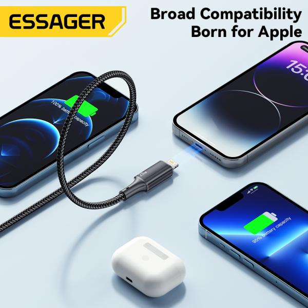 ESSAGER ES-X45 Pd 29w USB C ライトアップ iPhone 急速充電コード