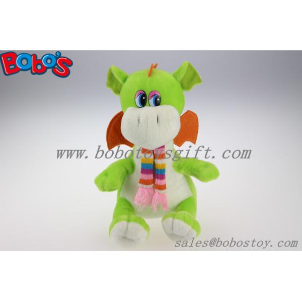 100% Polyester Green Cuddly Plush Dinosaur Toy With Scarf For Kids