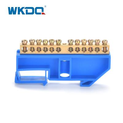 Din Rail Mounted Terminal Bus Bar Neutral Busbar Terminal Block Blue 500V/17.5A