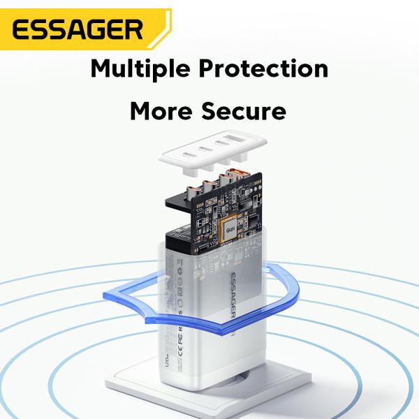 Essager 2023 Mejor Nuevo Producto Accesorios para teléfonos Carga rápida 3C1A Cargador portátil de viajes 120w