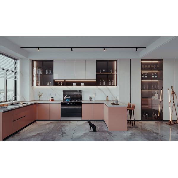 Customized Countertop Modern Kitchen Cabinet Bathroom Vanities Equipped with DTC Hardware Accessories Sleek Modern Style