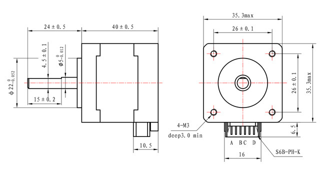 Deg мотора 35x35x40mm NEMA 14 робота 200mNm Stepper двухполярные 1,8