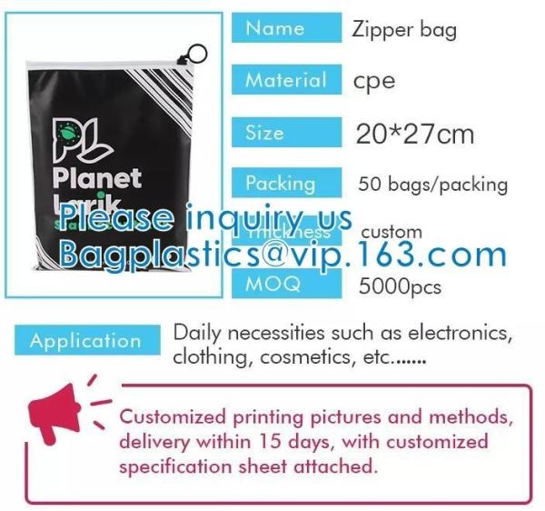 PLA Zipper Cashmere package Bags, Biodegradable Apparel, Clothes Packaging, recyclable, reusable