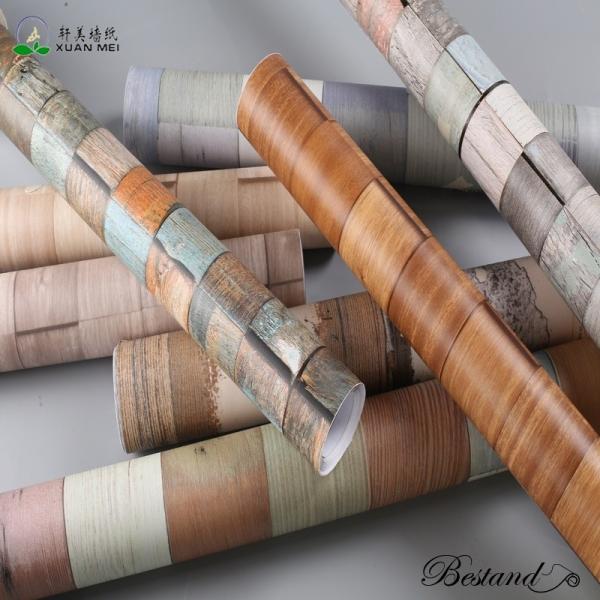Removable Wood Wall Paper Decor with Vintage Wood Decorative Film Peel and Stick Wallpaper