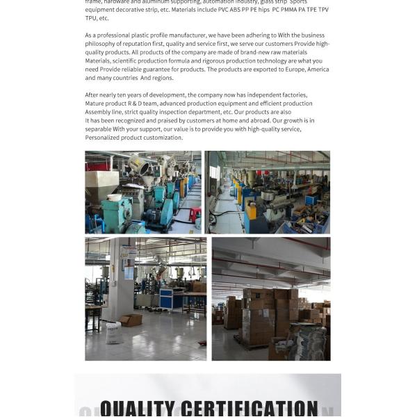 5 mm a 1000 mm de perfil ABS ASA perfil PE extrusión de plástico de uso de la tira resistente a la abrasión