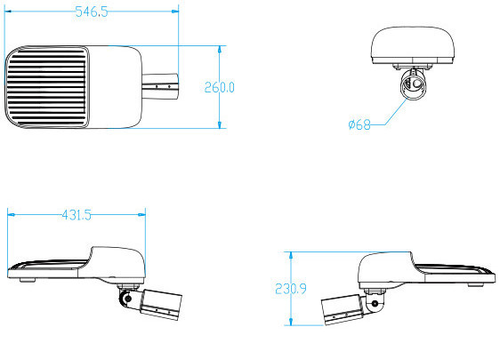 60 LED Solar Powered Street Lights Aluminum Alloy IP65 Waterproof 1700-3200lm