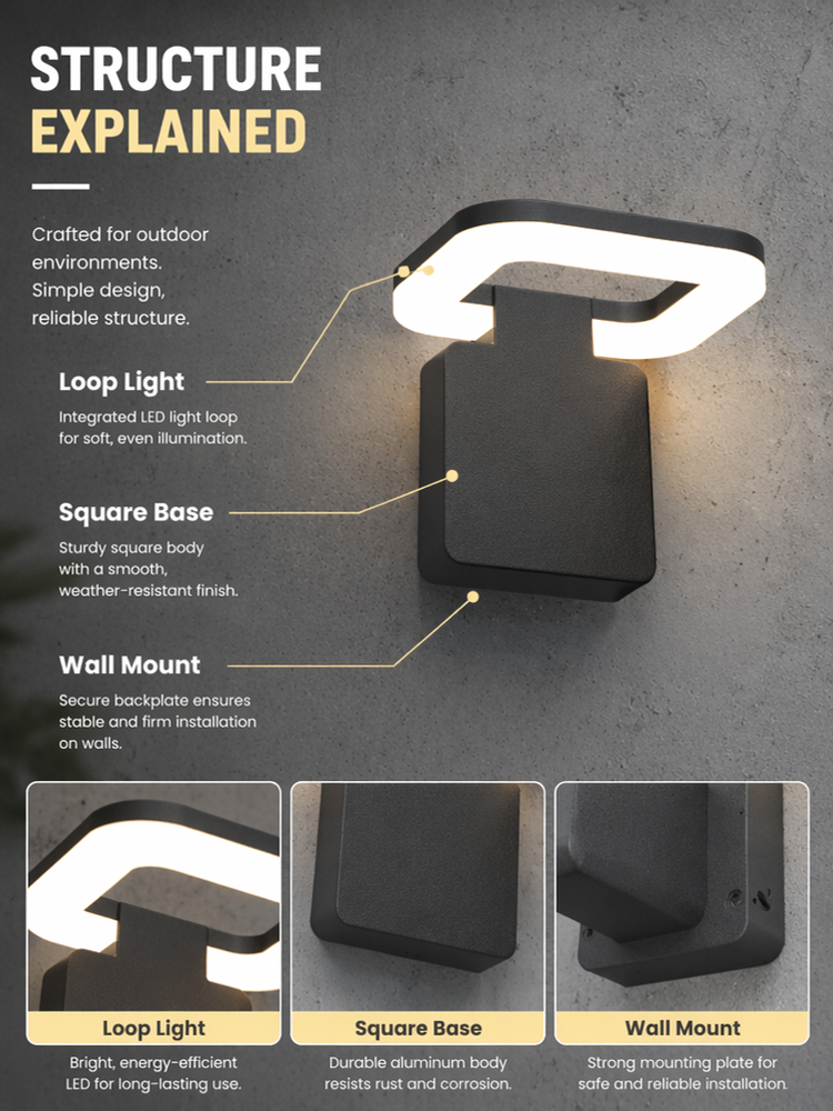 Weatherproof Square LED Outdoor Wall Lights Lantern Style For Garden Fence Courtyard Patio