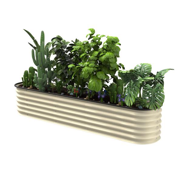 Sturdy Oval Metal Raised Garden Bed Planter 6.5*2*1.5 Ft With Open Bottom