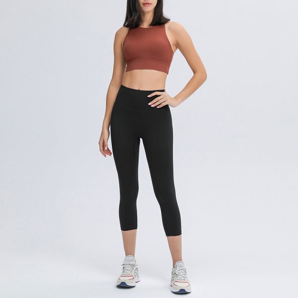 7/8 High Waisted Yoga Leggings Tummy Control Moisture Wicking Mint Green