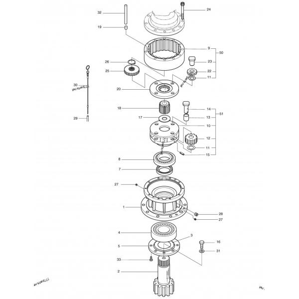 DH220-5 Excavator Spare Part Slew Reduction Gear Assy 2404-1063I Swing Gearbox