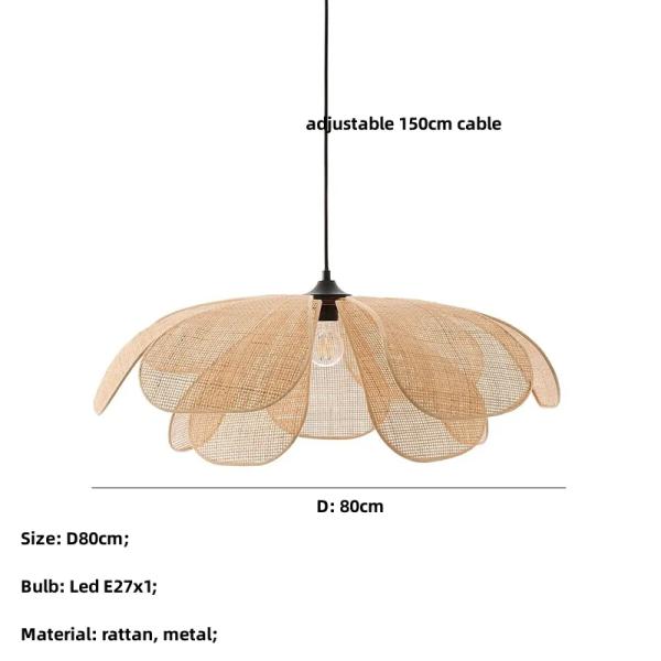 Restaurant Lighting Living Room Parlor Bar Decor Japanese Wicker Art Petal Pendant Light(WH-WP-141)