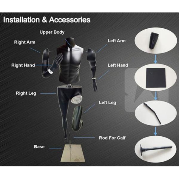 Black Male / Female Sport Shop Display Mannequin For Gym Suits Display