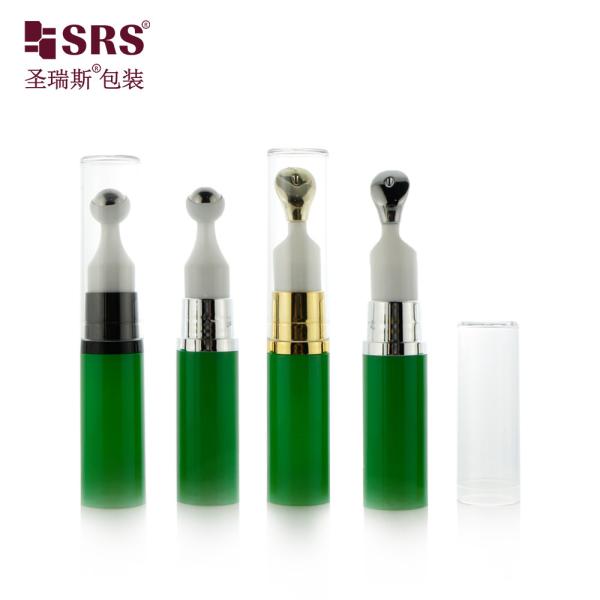Green Colored Roller Bottle with Airless Pump Applicator 10ml 12ml 15ml  Eye Care Packaging Manufacture