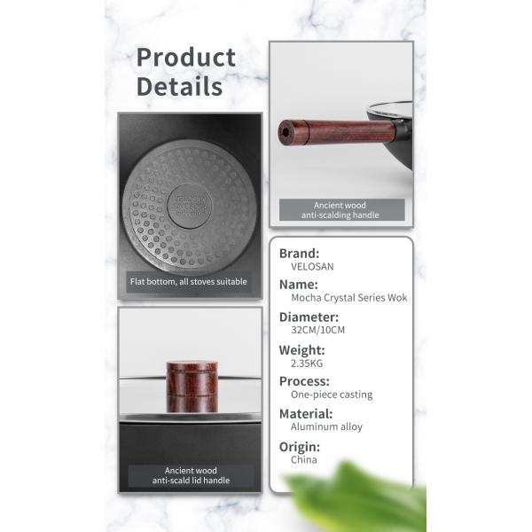 2.3kg Kitchen Frying Pans ILAG Coating 32cm Non Stick Wok With Lid