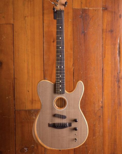 Custom Acoustasonic Tele Sonic Natural Electric Guitar Polyester Satin Matte Finish With Dot Inlay China Black Hardware