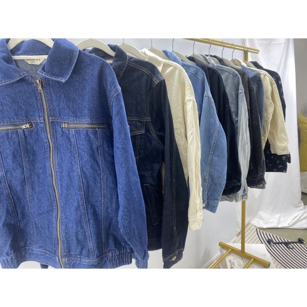 Slim Fit Second Hand Denim Jacket Shirt Mixed Size Fashionable Outerwear Used Clothing