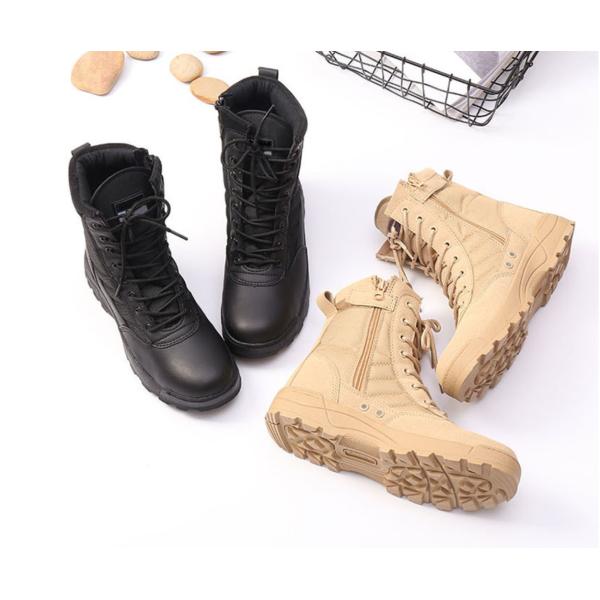 Waterproof Oxford Fabric Military Leather Boots Skid Resistance Shock Absorption